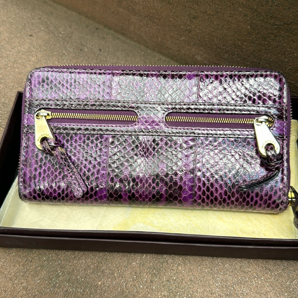 MULBERRY purple python wallet